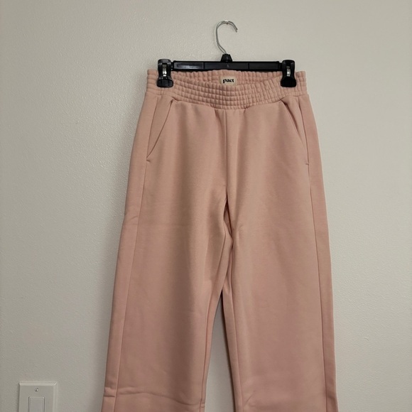 NEW Pact Sz Small Blush Posey Pink Sweatpants Courtside Side Slit‎ Flare Fleece - Picture 2 of 7